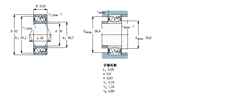 SKF ǽ|S, p, ܷ3206A-2RS1TN9/MT33ӱD