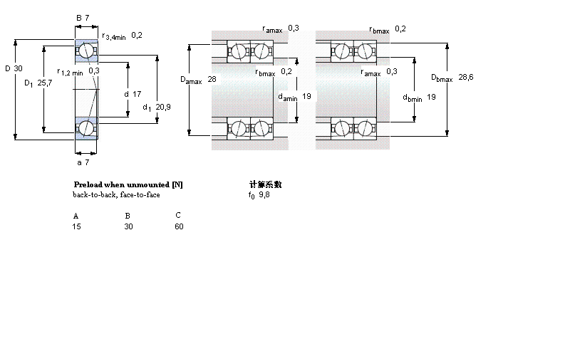 SKF ǽ|S, , CD/HC, contact angle 15°, hybrid71903CD/HCP4AӱD